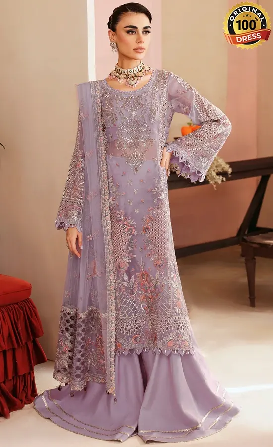Ramsha PK Embroidered Organza E-201 Dress (2)