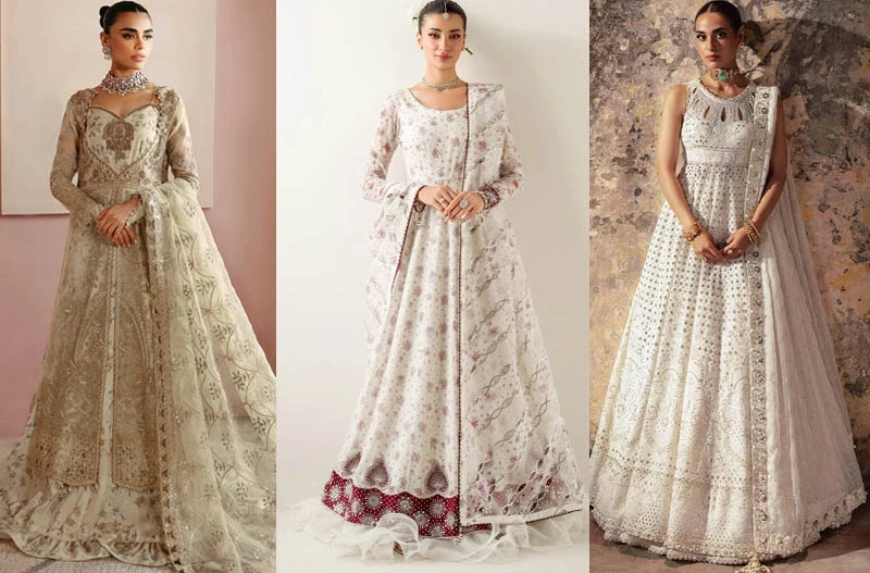 White Pakistani Frocks