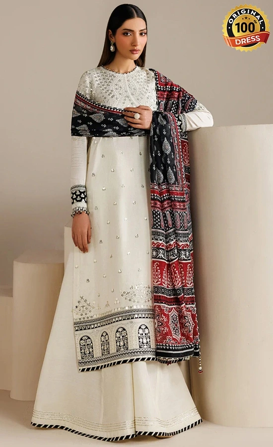 Jazmin Embroidered Raw Silk UR-7080 Dress (3)