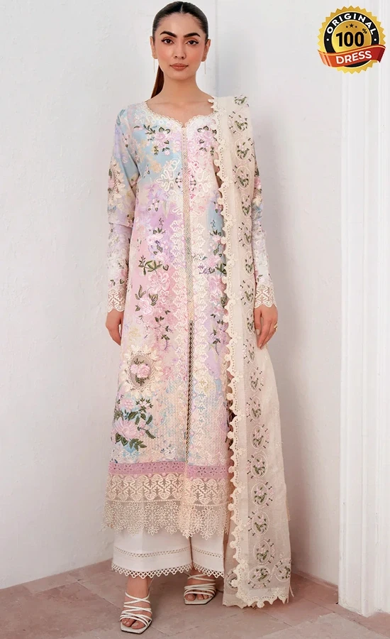 Embroidered Printed Lawn Solithe Dress (4) Embroidered Printed Lawn Solithe Dress (4)